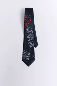 Галстук с пирсингом и принтом