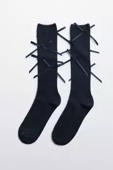 Гольфы до колена с атласными бантиками