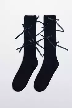 Гольфы до колена с атласными бантиками