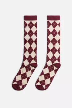 Гольфы хлопковые с принтом аргайл