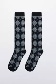 Гольфы хлопковые с принтом аргайл