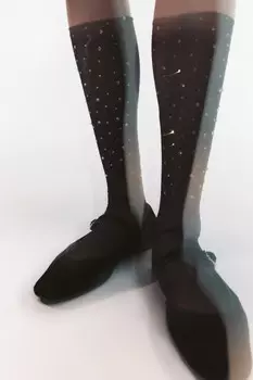 Гольфы из сетки со стразами