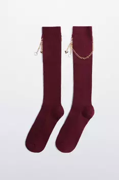 Гольфы в рубчик с цепочкой и подвесками