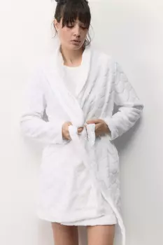 Халат домашний плюшевый с сердечками