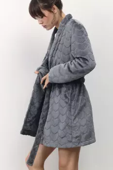 Халат домашний плюшевый с сердечками