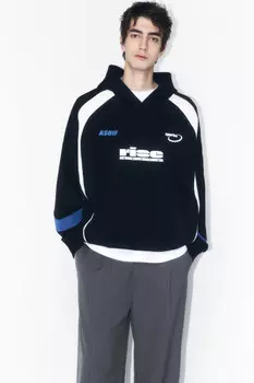 Худи из хлопкового футера с надписями