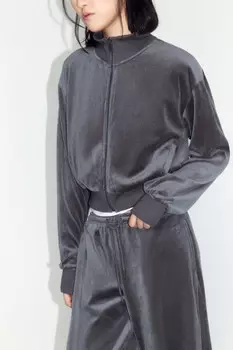 Худи на молнии с велюровой фактурой