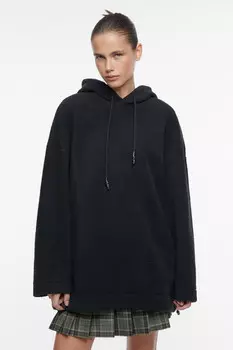 Худи oversize флисовая с капюшоном и карманами