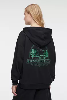 Худи oversize хлопковая на молнии с капюшоном