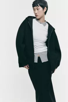 Худи oversize на молнии из неопрена