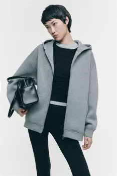 Худи oversize на молнии из неопрена