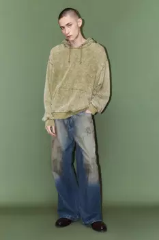 Худи oversize с капюшоном и вареным эффектом