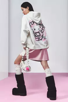 Худи oversize с принтом и капюшоном