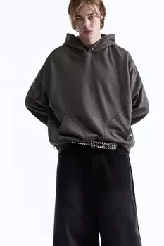 Худи oversize с вареным эффектом и люверсами