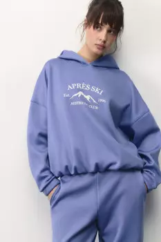 Худи oversize спортивная с капюшоном и принтом