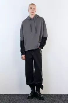 Худи укороченная с обрезанными рукавами