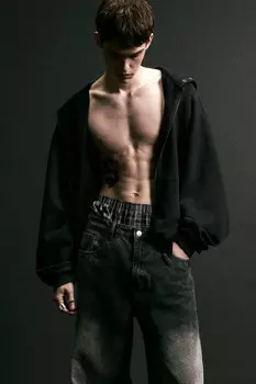 Худи-зипка из футера с вареным эффектом