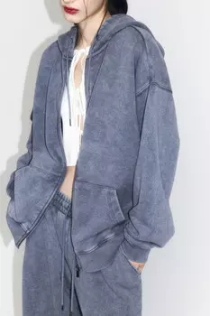 Худи-зипка из футера с вареным эффектом