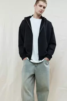 Худи-зипка oversize из футера с капюшоном