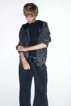 Худи-зипка oversize с капюшоном и вареным эффектом