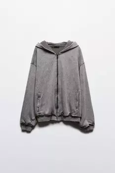 Худи-зипка oversize с вареным эффектом