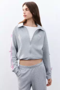 Худи-зипка с лампасами и бантиками