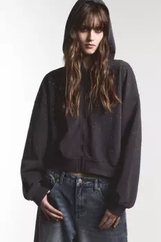 Худи-зипка укороченная со стразами