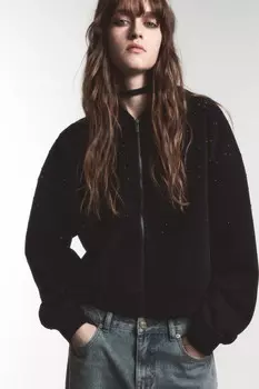 Худи-зипка укороченная со стразами