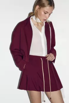 Юбка-баллон мини со шнурком на поясе