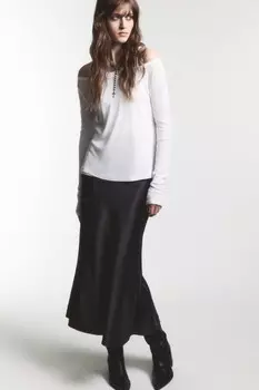 Юбка-годе макси атласная со средней посадкой