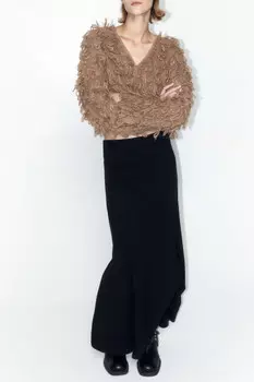 Юбка-годе макси трикотажная с воланом