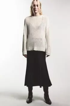 Юбка-годе миди из искусственной кожи