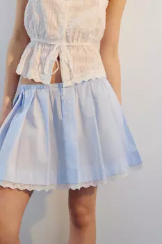 Юбка хлопковая плиссированная с кружевом