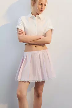 Юбка хлопковая плиссированная с кружевом