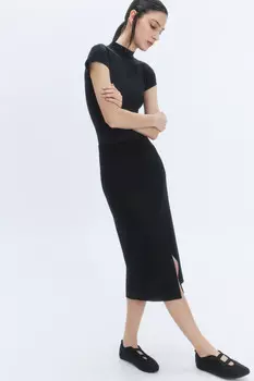 Юбка-карандаш миди с разрезом спереди