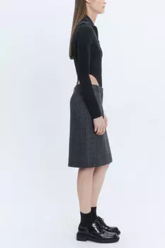 Юбка-карандаш миди в клетку с разрезом сзади