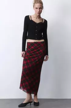 Юбка макси из сетки с бельевым бантиком