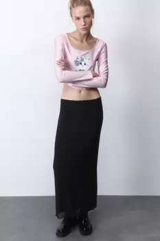 Юбка макси из сетки с бельевым бантиком