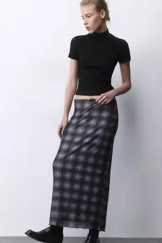 Юбка макси из сетки с бельевым бантиком