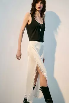 Юбка макси на завязках с кружевом