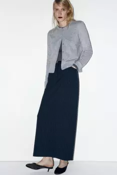 Юбка макси прямая костюмная в полоску