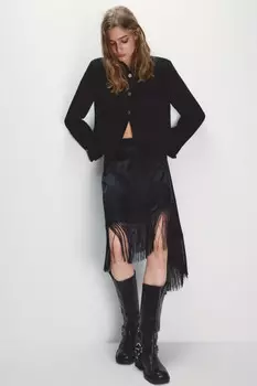 Юбка миди асимметричная с бахромой