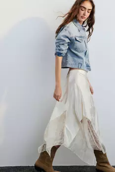 Юбка миди асимметричная с кружевом