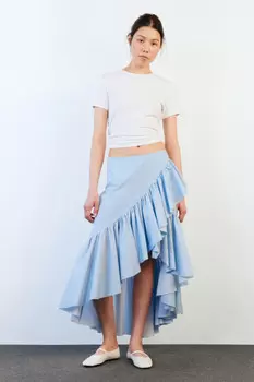 Юбка миди асимметричная с запахом и воланами