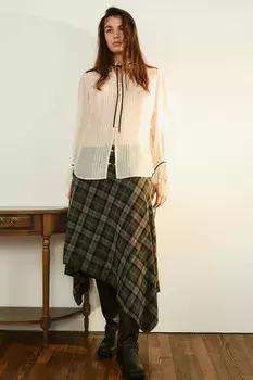 Юбка миди асимметричная в клетку