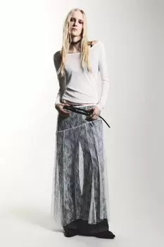 Юбка миди из полупрозрачного кружева