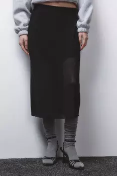 Юбка миди из сетки со стразами