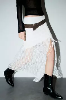 Юбка миди кружевная с драпировкой