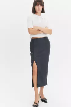Юбка миди прямая костюмная с разрезом