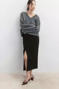 Юбка миди прямая костюмная с разрезом